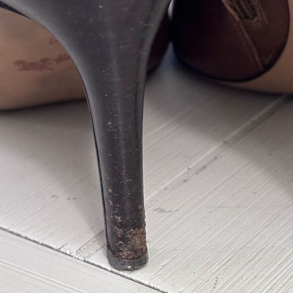 Coach Salene high heel ankle booties brown tan leather ginger 3.5 heel Size 8 - Picture 9 of 15